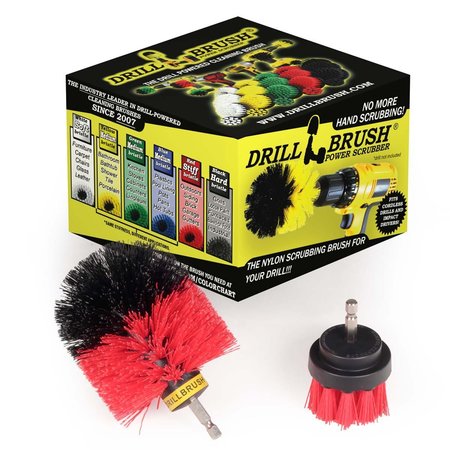 DRILLBRUSH Red Stiff Bristle Rotary Cleaning Drillbrushes for Cleaning, PK 2 R-S-2O-QC-DB